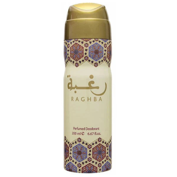 Lattafa Raghba Perfumed Deo Spray for Unisex, 6.7 Ounce