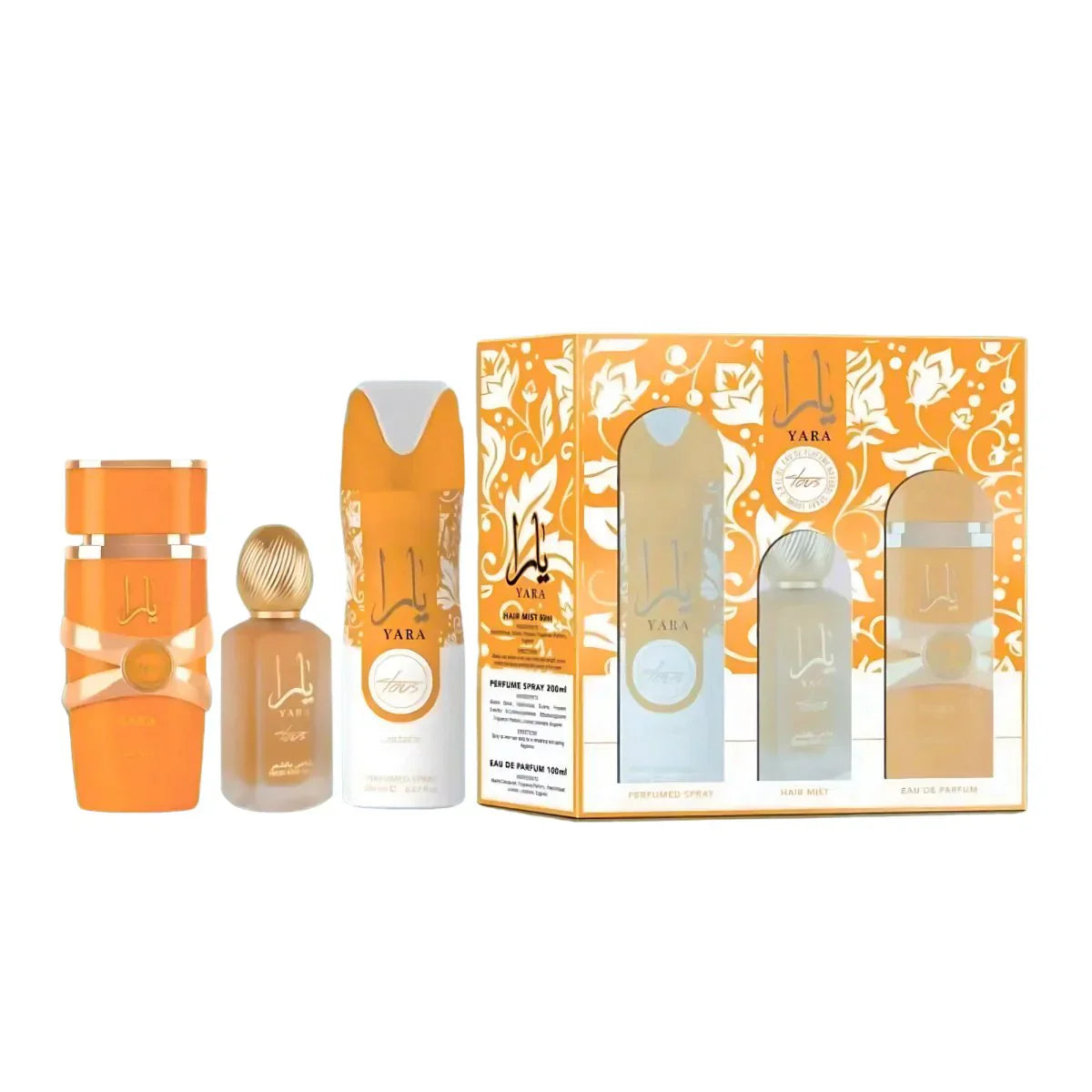 Lattafa Yara Tous 3pc Set (3.4 EDP+6.67 Spray+1.7 Hair Mist)